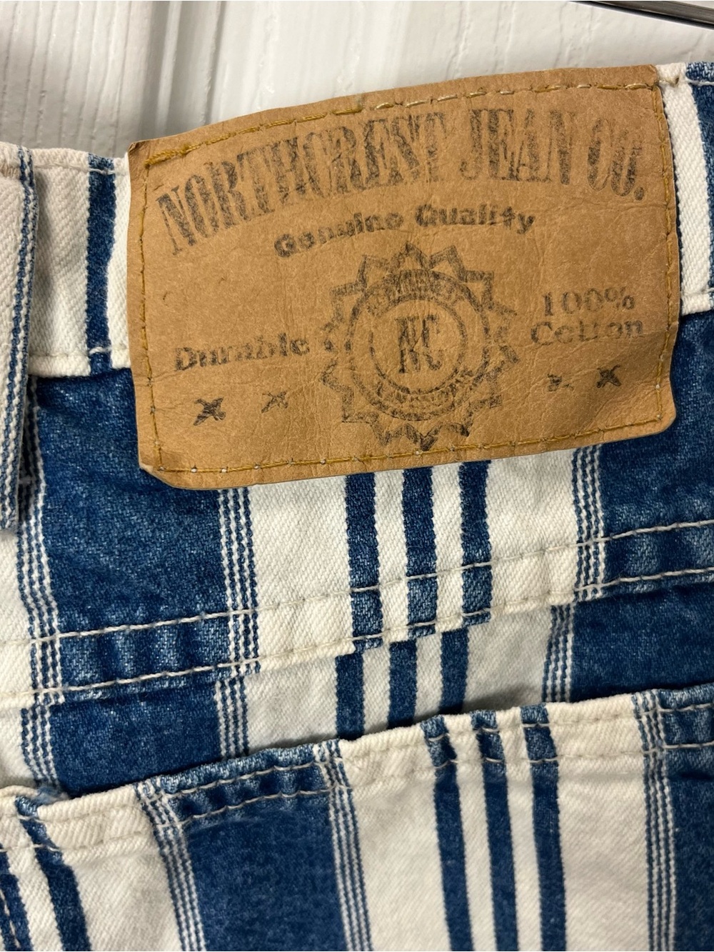 Northcrest Vintage Women Blue and White Stripe High-Waist Bermuda Shorts Size 14 - Picture 7 of 15